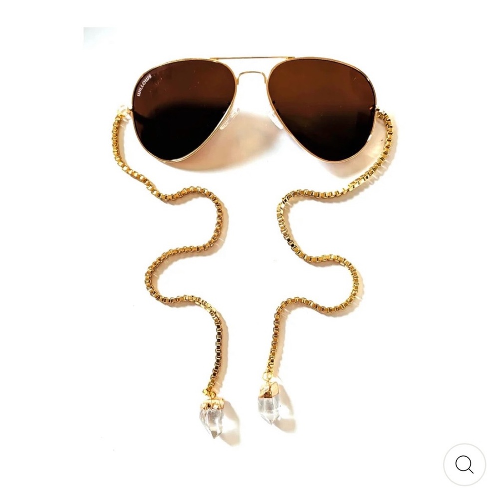 Gold Aviator Chain Sunglasses